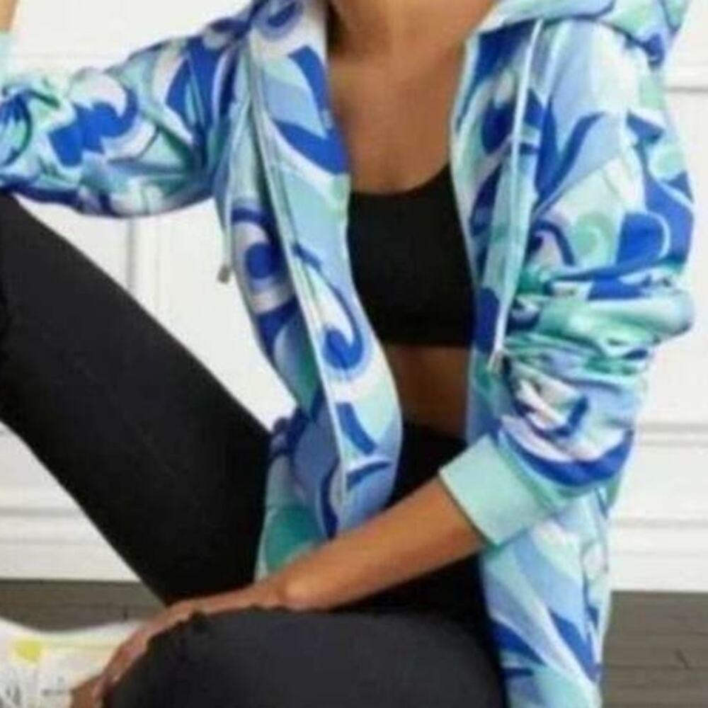 NWT Hill House The Allie Zip-Up Light Weight Jacket Sz. M Ocean Kaleidoscope - Picture 3 of 11